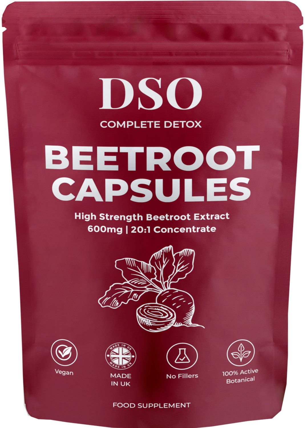 High Strength Beetroot Capsules 12000mg | 20:1 Extract | Vegan | UK Made