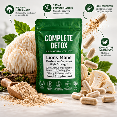 Lion’s Mane Mushroom 10,000mg – Brain, Focus & Memory Support Capsules