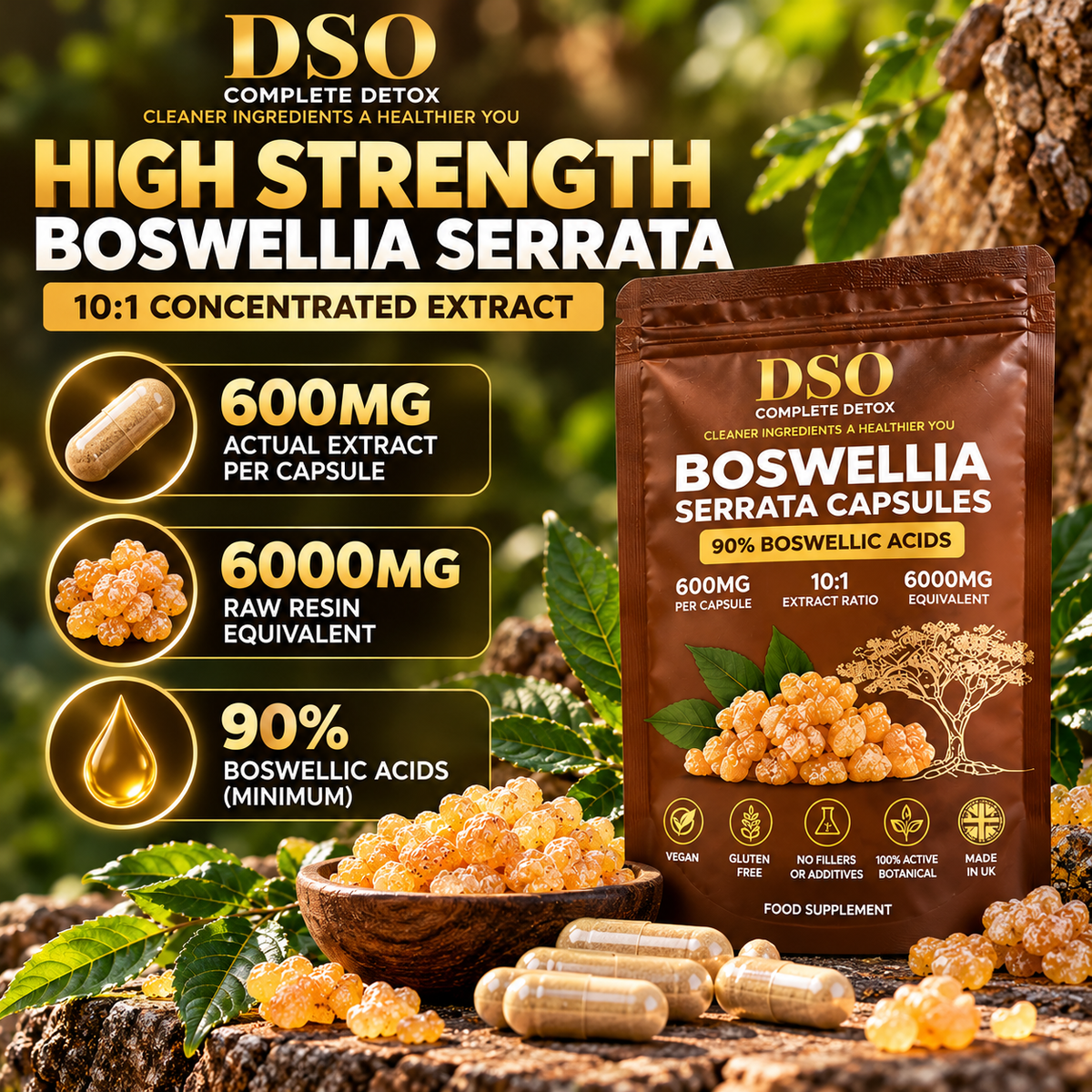 Boswellia Serrata 6000mg Capsules – 90% Boswellic Acids | High Strength 10:1 Extract