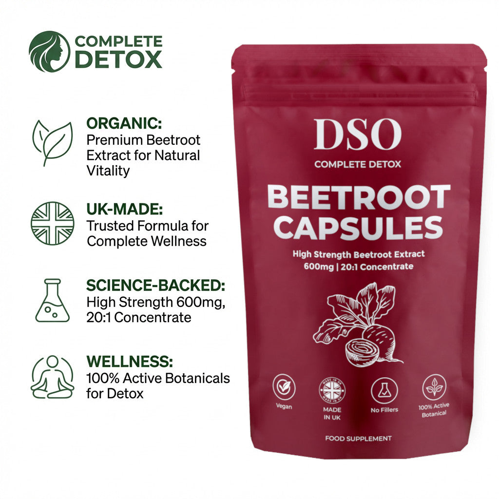 High Strength Beetroot Capsules 12000mg | 20:1 Extract | Vegan | UK Made